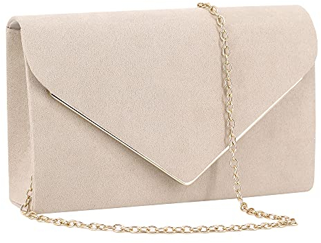 Naimo Kleine Clutch-Tasche mit abnehmbarer Kette, beige, Einheitsgröße