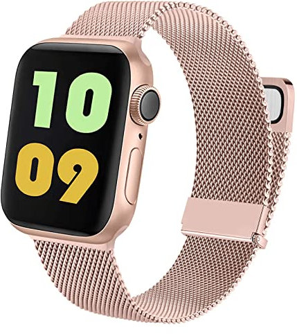 Metallo Cinturino per Apple Watch 40mm 38mm 41mm 42mm 44mm Ultra 2 49/46/45mm, Magnetico+Fibbia Cinturini per iWatch SE Series 10 9 8 7 6 5 4 3 2 1 SE
