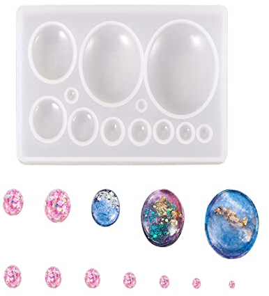 Boutigem Moule en silicone pour cabochon en forme de dôme ovale en résine époxy pour fabrication de bijoux, pendentifs, bracelets, colliers, boucles d'oreilles, loisirs créatifs