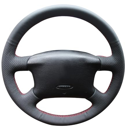 MEWANT Lenkradbezug für Passat B5 Golf 4 für Sharan für Bora T4 T5 für Seat Alhambra DIY Hand Nähen Auto Lenkradbezüge aus Mikrofaser Leder & Echtleder Lenkradhülle