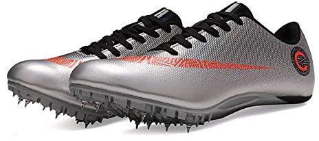 Zapatillas De Atletismo, Zapatillas Unisex para Correr Profesionales, Zapatillas Deportivas con Clavos De 8 Clavos para Hombres Y Mujeres, Zapatillas Cómodas para Sprint, Running (43,Grey)