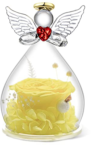 Qinqinxin Muttertagsgeschenke für Mama, Ewige Rose Engel Figur Geschenk für Mama Oma, Ewige Blume Kuppel Glas Engel, Infinity Rosen Geschenke für Frauen, Originelles Geschenke zum Muttertag Geburtstag