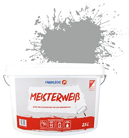 Farbklecks24 Meisterweiß Color, Wandfarbe Grau 7-1 (2,5L),(versch. Farben),hohe Deckkraft