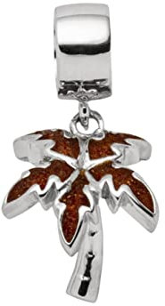 DUR Schmuck Damen Charm PALME Bernstein, Silber 925/- rhodiniert (F293)