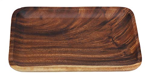 ZPSHYD Bandeja de Madera para Servir, Bandeja Rectangular marrón Sushi, Aperitivos, ensaladas, postres, Plato Servir en casa, Restaurante(25 * 17 * 2cm)