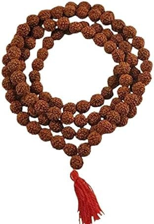 GRI9 Original Rudraksha Mala mit Zertifikat, 5 Mukhi, 108 Perlen, Medium, Rudraksha-Perle, Kein Edelstein, Unisex, Erwachsene