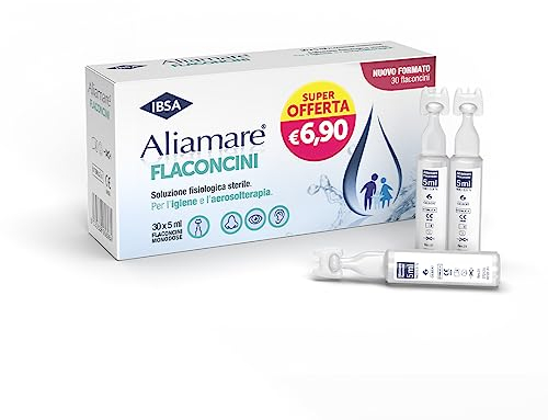 Aliamare Flaconcini - 30 flaconcini monodose | Soluzione isotonica di acqua di mare per l'igiene e l’aerosolterapia, indicato per adulti e bambini