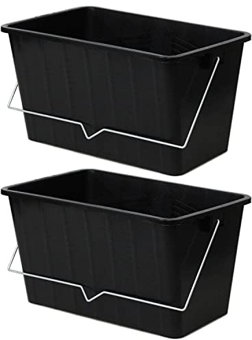 UNIQUE HOME LIVING 15 Litre Large Paint Bucket Set of 2, Plastic Paint Scuttle with Metal Handle, Heavy Duty Roller Liners Container Painting Decorator, DIY Tool, Suitable For Up To 12 Rollers