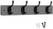 Keypak 4 Matte Black Coat Hooks on Grey Wooden 46cm Board - Modern Wall Door Mounted Coat Rack Clothes Hanger