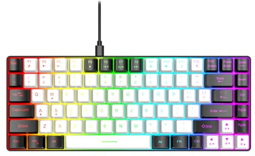 Dpofirs Gaming Keyboard 80% Layou Ergonomically Curved, Mechanical Keyboard Mechanical Feeling, Gaming Keyboard Mechanical Widely Compatible mit RGB Backlit for PC Gamers (White)