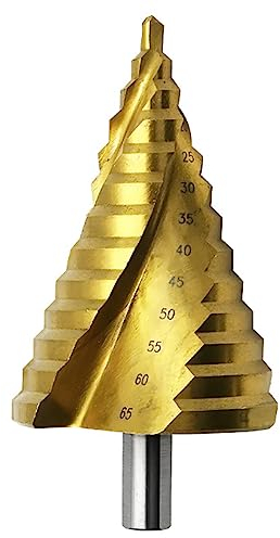 Toplionace Stufenbohrer mit Titanbeschichtung 6-65mm, Pagodenform HSS Dreiecksschaft 3R Spiralpagoden Metall Stahl Kegelbohrer