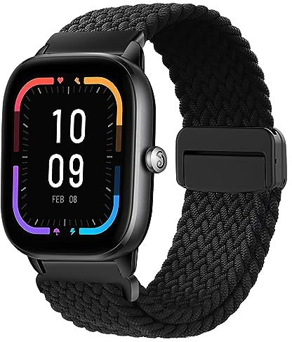 Kompatibel mit Amazfit GTS Armband, 20mm Elastic Adjustable Nylon Armband für Amazfit GTR Mini, Amazfit Active, Amazfit GTS 4 Mini, GTS 4, GTS 3, GTS 2, GTS 2 Mini, GTS 2e, Amazfit Bip, Bip U Pro