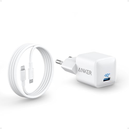 USB C Ladegerät 20W, Anker 511 Ladegerät (Nano), PIQ 3.0 kompaktes Schnellladegerät mit 180cm USB C auf Lightning Kabel (MFi Zertifiziert), iPad Ladegerät für iPhone 14/13 Serie/iPad Pro und mehr