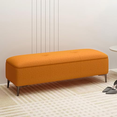 Eingangsbank mit Schuhschrank, gepolsterte Eckbank mit Stauraum, Wohnzimmer-Aufbewahrungsbank mit Massivholzgestell, aus hochwertigem Stoff, geeignet für Flur, Foyer, Wohnzimmer usw. ( Color : Orange