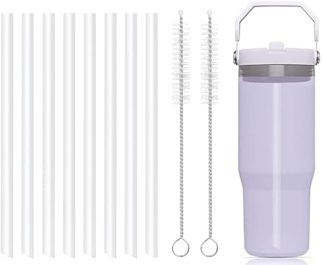 Pailles de rechange compatibles avec le gobelet à paille Stanley IceFlow Flip de 887 ml – L'ensemble d'accessoires comprend 8 pailles et 2 brosses
