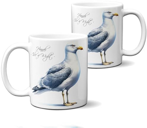 KRAFTYGIFTS Personalised Seagull Mug Beach Seaside Coffee Cup Summer Beach House Theme Tea Mug Coastal Ocean Bird Birthday Gift KM44