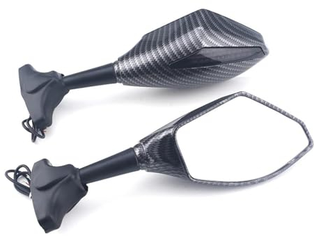 Motorrad Rückspiegel Racing Rückspiegel Mit Blinker Für Kawasaki Für Ninja Für ZX6R Für ZX636 Für ZX9R Für ZX10R Für ZX1000 Rückspiegel Umkehren (Color : Carbon-Smoke)