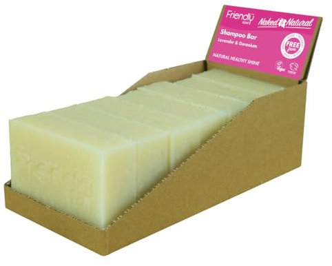 Friendly Soap - Naked & Natural Lavender & Geranium Shampoo Bar (7 x 95g), Nourishing, Moisturising, Healthy Shine, Plant-Based, Cruelty-Free, Made By Hand, No SLS or Parabens, Sustainable, Recyclable