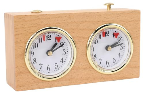 Holz-Vintage-Schach-Timer, Mechanische Retro-Schachuhr mit Analogem Aufziehmechanismus und Großen, Leicht Ablesbaren Zifferblättern, Keine Batterie Erforderlich, Brettspiel-Timer