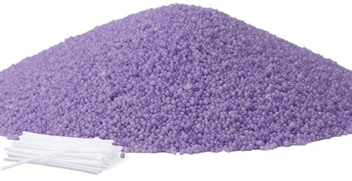 Ovaletta Kerzensand 800 g Lila, Kerzensand mit Docht, Kerzenwachs, mit 20 Stück Kerzendocht (5 cm), Pflanzliches Wachs, Perlenwachs