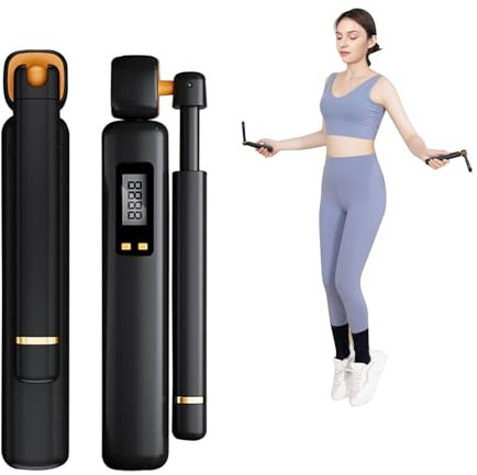 Cordless Skipping Rope with Counter - Portable Ropeless Skipping Rope with Adjustable Counterweights, Cordless Skipping Rope for Adults Fitness, Indoor Skipping Rope for Men Women Cardio Exercise