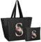 Ysound Initialen Tragetasche Damen, Personalisiert Handtasche Frauen, Schwarz Tote Bag Set, Einkaufstasche und Kosmetiktasche Geschenk für Frauen Freundin Braut Brautjungfern Geburtstag, Hochzeit (S)