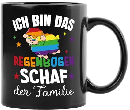 LGBTQ & Pride Rainbow Fahne - Tasse Ich bin das Regenbogen Schaf der Familie - Kaffeetasse lustig mit Spruch - Geschenk - Statement Merch