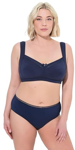 Ulla Popken Damen große Größen Übergrößen Plus Size Entlastungs-BH, bügellos, Spitze Nachtblau 115G 838461139-115G