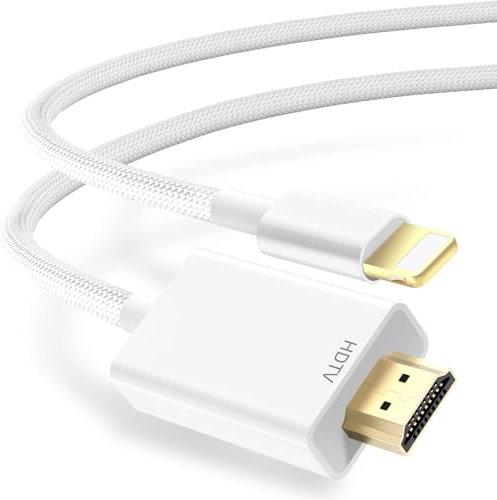 [MFi Certified] Lightning to HDMI Cable 6.6FT, 1080P HD Lightning to HDMI Adapter, Digital AV Adapter, Sync Transmit Video Audio, Compatible with i-Pad, i-Phone 14/13/12/Pro For TV Projector Monitor