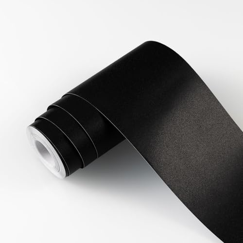 Abyssaly Black Self Adhesive Wallpaper Border Roll Peel and Stick Border | 10cm x 10m Wallpaper Border Removable PVC Waterproof Wallpaper Display for Bathroom, Wall, Mirror Frame, Kitchen Tiles
