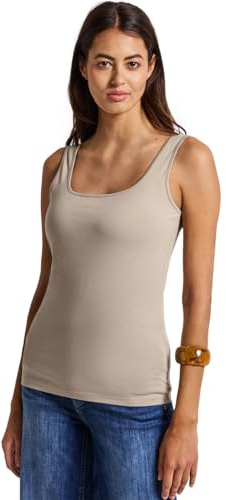 STREET ONE Damen 3226976 Basic Top mit Square Neck, Morning beige, 42