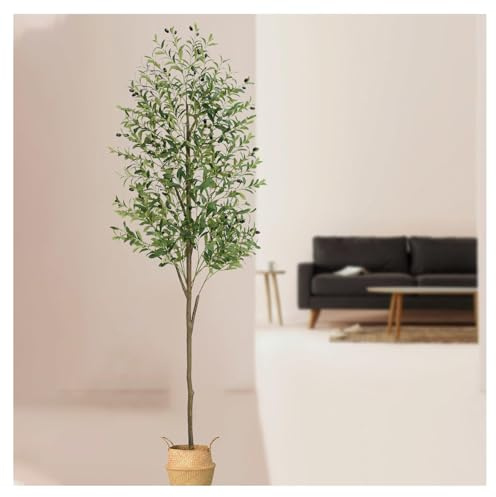 Artificial Olive Tree Indoor with Planter, Olive Plant with Wood Trunk Lifelike Fruits Artificial Plants Outdoor for Home Decor Office Living Room
