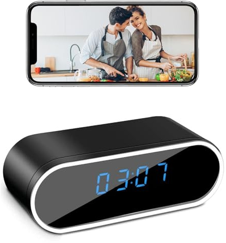 DAIFAC Kamera-Uhr, HD, 1080P, WLAN, nur Videokameras, kabellose Nachtsicht, Überwachung, Sicherheits-Nanny-Cams für Zuhause/Haustier, stille Videoaufnahme