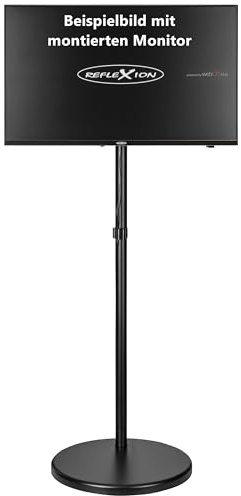 Reflexion BV05 TV-Ständer Monitor-Halterung mobil | Höhenverstellbar mit Gasfeder | Schwenkbar & neigbar ±90° | VESA 75/100 | Für 16–32 Zoll | Mit Rollen im Sockel | 2–10 kg Traglast | Schwarz