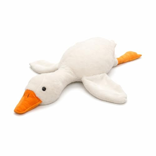 JazRvr Gans Kuscheltier Weiß, Plüschtier Große Ente 50 cm, Kuscheltier Gans, Gewichtskuscheltier, Gewicht, Große Spielzeug, Schlafbegleiter, Weiches Plüschtier Für Kinder