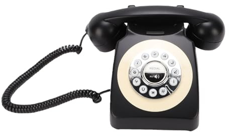 Luocute Telefono Bluetooth retrò, Telefono da Scrivania in Stile Vintage con Cornetta e Vivavoce, Fisso Bluetooth per Smartphone con Ricarica Rapida USB e Riproduzione musicale. (BLACK)