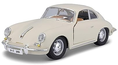Bburago Porsche 356B Coupe, beige, 19cm - Modellauto 1:24 Die-Cast Originalgetreues Sammlerauto Spielzeugauto mit beweglichen Türen, ab 3+ (18-22079)