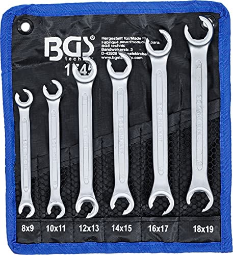BGS Juego de llaves de estrella dobles abiertas | 8 x 9-18 x 19 mm | 6 piezas