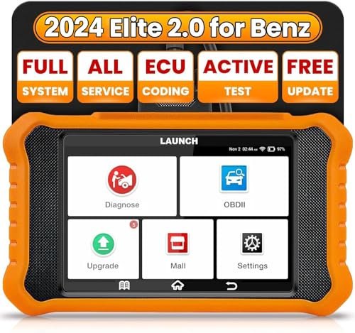 LAUNCH X431 Elite V2.0 for Benz OBD2 Full System Code Reader, All Functions, Bi-Directional Car Diagnostic Tool for Benz/Maybach/Sprinter, ECU Coding Key Programming OBDII Scanner Free Update