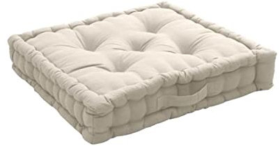 Cuscino da pavimento imbottito, 50 x 50 cm, 100 % cotone beige