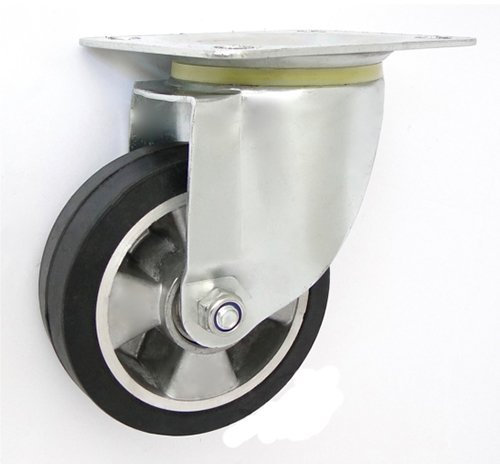 Zabi Aluminium-Gummiräder mit Vollgummireifen d=125mm in kippbaren Gehäusen mit Kugellager