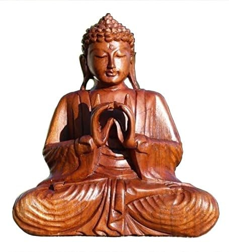 Wogeka - 20 cm Doppelhand Holz-Buddha Meditation - Handarbeit - besondere Geschenk-Idee für Asien-Fans zu Geburtstag, Weihnachten als Deko Budda Feng Shui BMDH20