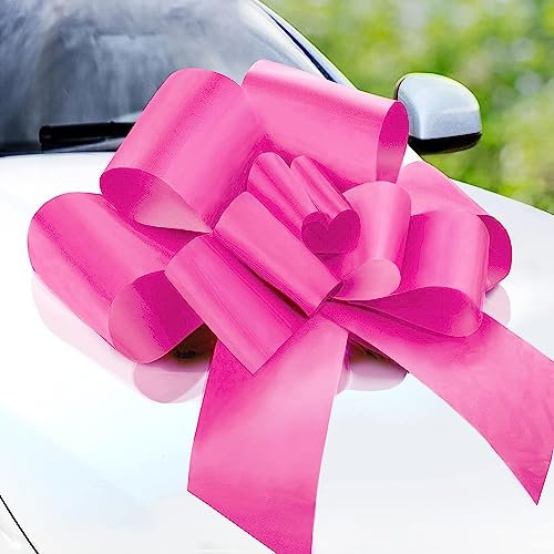 Zoe Deco Big Car Bow avec 2 Noeuds Accessoires en Or (Rose, 58cm / 23, 1 Paquet), Noeud géant pour Voiture, fête de Fille, fête de Surprise, réception de Mariage, Anniversaire