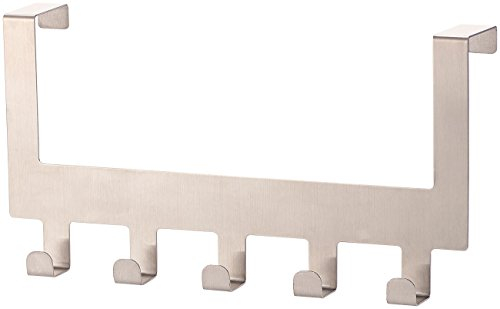 Carlo Milano Türhaken: Edelstahl-Türgarderobe mit 5 Haken, für Türen von 35-45 mm Dicke (Türhaken Rückseite, Garderobe, Kleiderbügel)