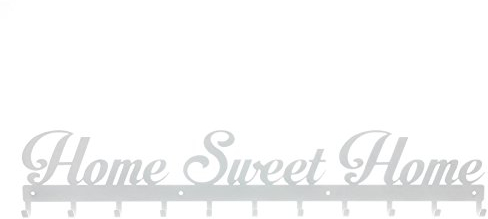 semUp Garderobe Home Sweet Home Wand, Extra groß 11 Haken Wand montiert Weiß w: 80 cm Home Zubehör Kleidung Organizer Coats Key Rack Wall Wartezimmer Garderobe Kleidung Halter | by