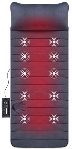 Snailax Memory Foam Massage Mat with Heat, 10 Vibrating Motors Full Body Massager Pad for Back Pain Relief, 6 Heating Pads for Neck, Lumbar, and Leg - Gifts for Mom