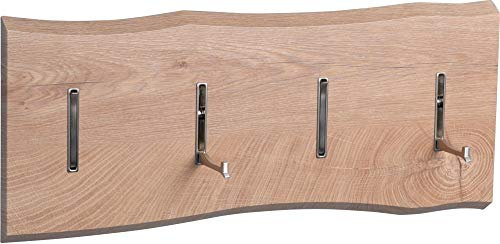 Beauty.Scouts Möbel MM Garderobe Kleiderhaken Celia III Baumkante MDF Dekor Eiche 60x25x2,3cm Kleiderständer Garderobenhaken Wandgarderobe Kleideraufbewahrung