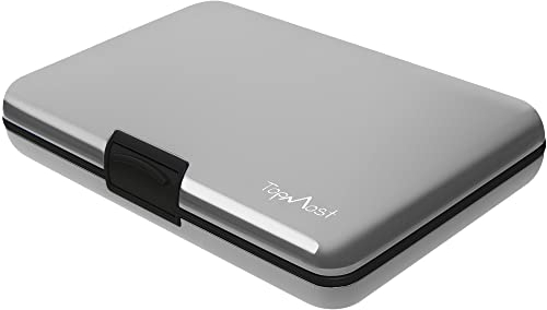 TopMost Portefeuille en Aluminium avec Blocage RFID | Porte-Cartes de crédit Unisexe | Fentes pour 12 Cartes et Billets | Argent, 11 x 7,5 x 2cm | Porte-Cartes et Portefeuilles