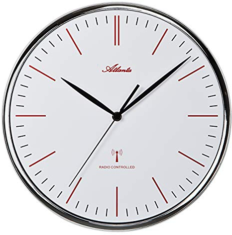Atlanta Funkwanduhr lautlos ohne Tickgeräusche 32 cm Rund Silber modern - 4494