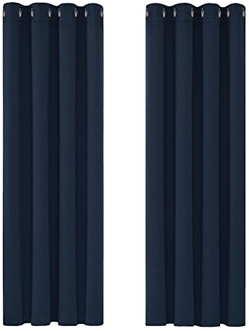 Deconovo Verdunkelungsgardinen mit Kälteschutz Vorhang Blickdicht Kälteschutzvorhang, 210x140 cm(HöhexBreite), Dunkelblau, 2er Set